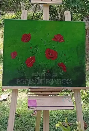 Acrylic Painting "Crimson Poppies In Bloom"