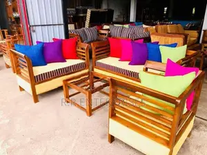 Teak Sofa Chair Set with Stool