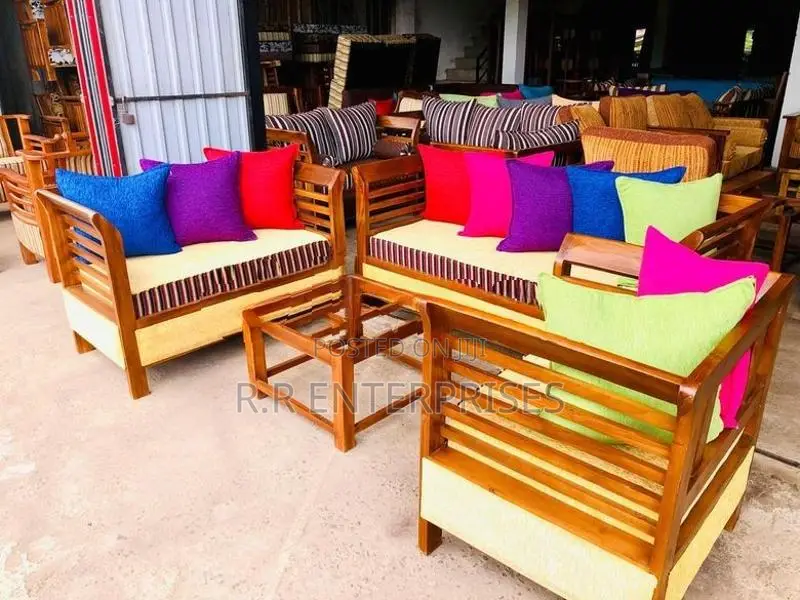 Teak Sofa Chair Set with Stool