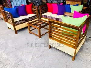 Teak Sofa Chair Set with Stool