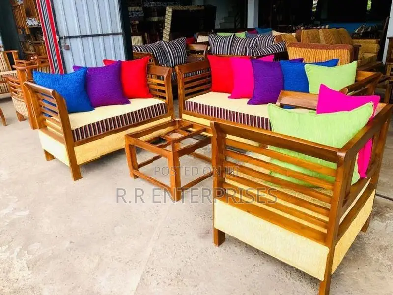 Teak Sofa Chair Set with Stool