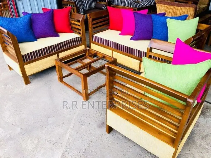 Teak Sofa Chair Set with Stool