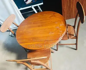 Round Wooden Dining Table with 3 Chairs