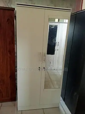 White 2 Door Melamine Wardrobe with Mirror (K-45)