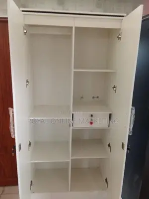 White 2 Door Melamine Wardrobe with Mirror (K-45)