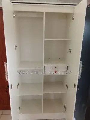 White 2 Door Melamine Wardrobe with Mirror (K-45)