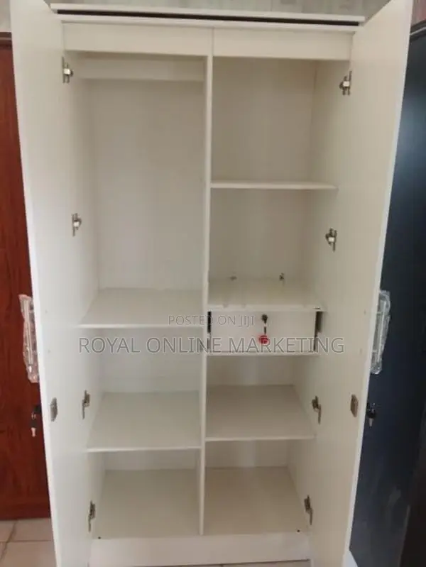White 2 Door Melamine Wardrobe with Mirror (K-45)