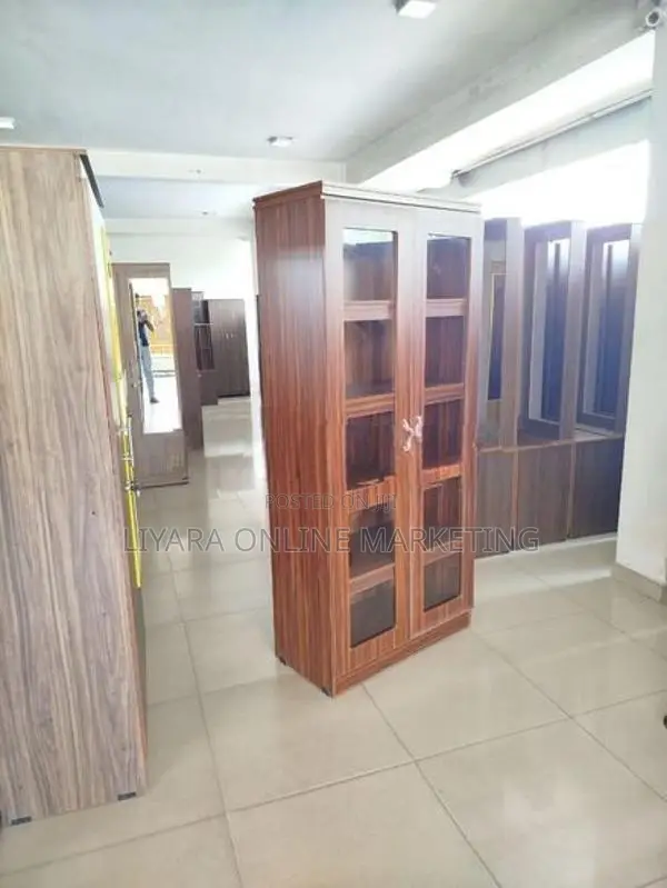 -Melamine Office Cupboard 2D With Glass.