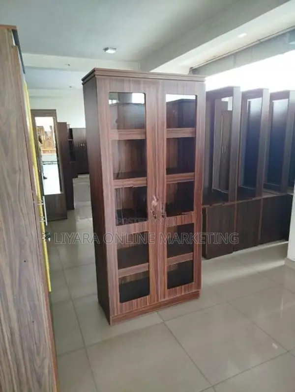 -Melamine Office Cupboard 2D With Glass.