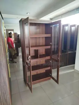 -Melamine Office Cupboard 2D With Glass.