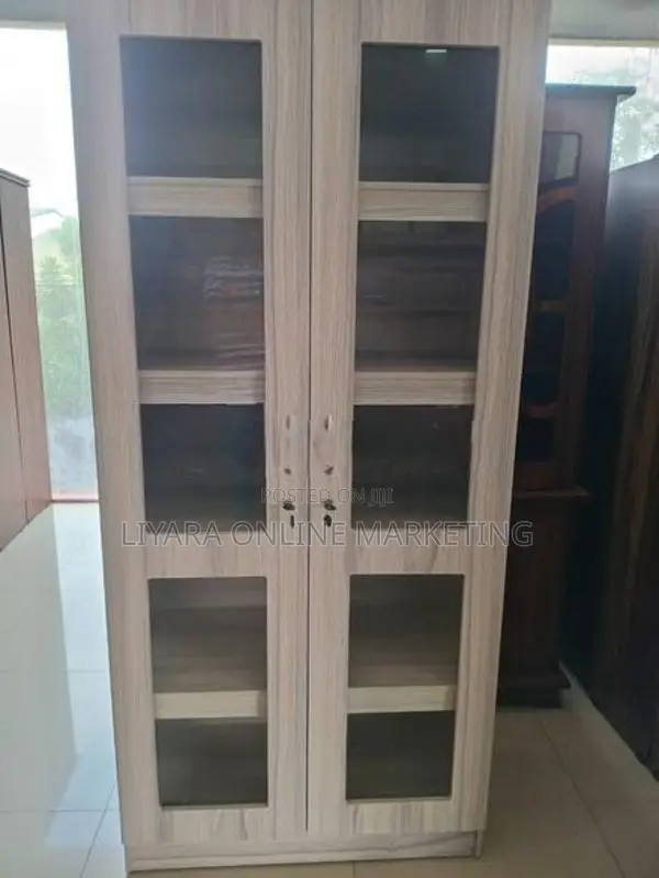 -Melamine Office Cupboard 2D With Glass.