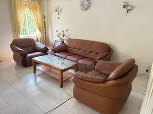 Leather Sofa with Coffee Table