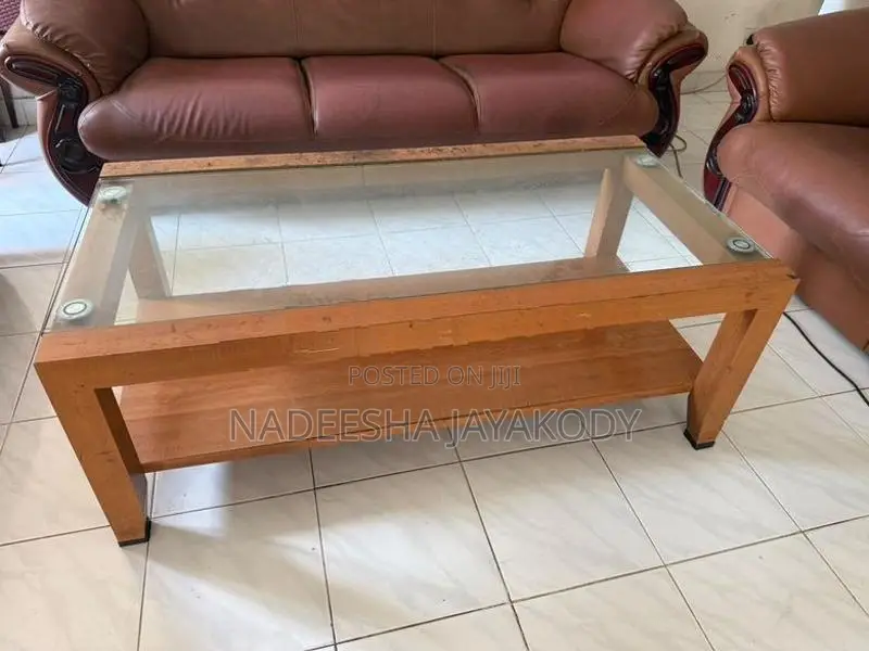 Leather Sofa with Coffee Table