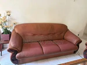 Leather Sofa with Coffee Table