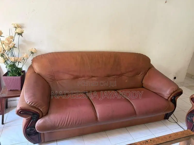 Leather Sofa with Coffee Table