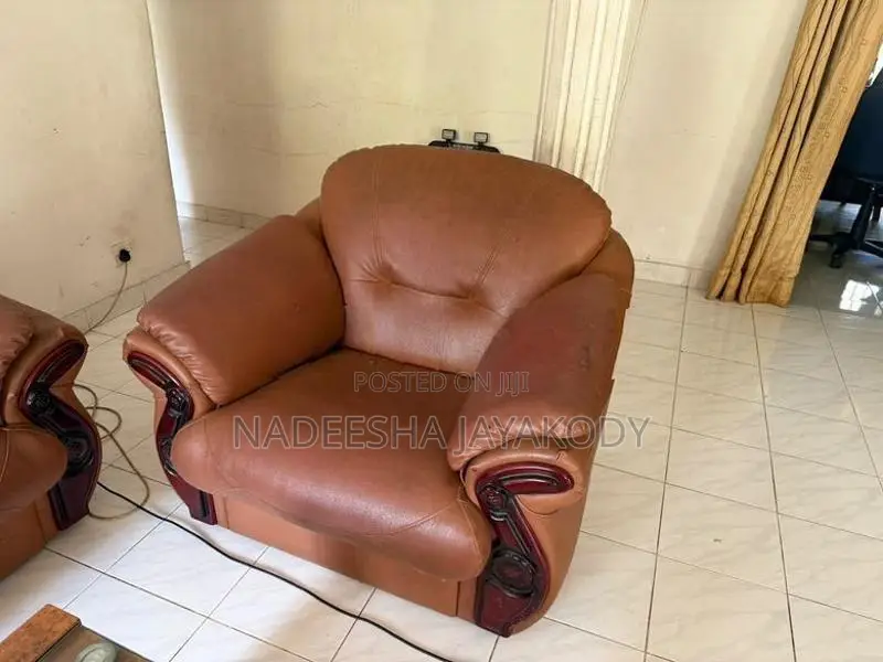 Leather Sofa with Coffee Table