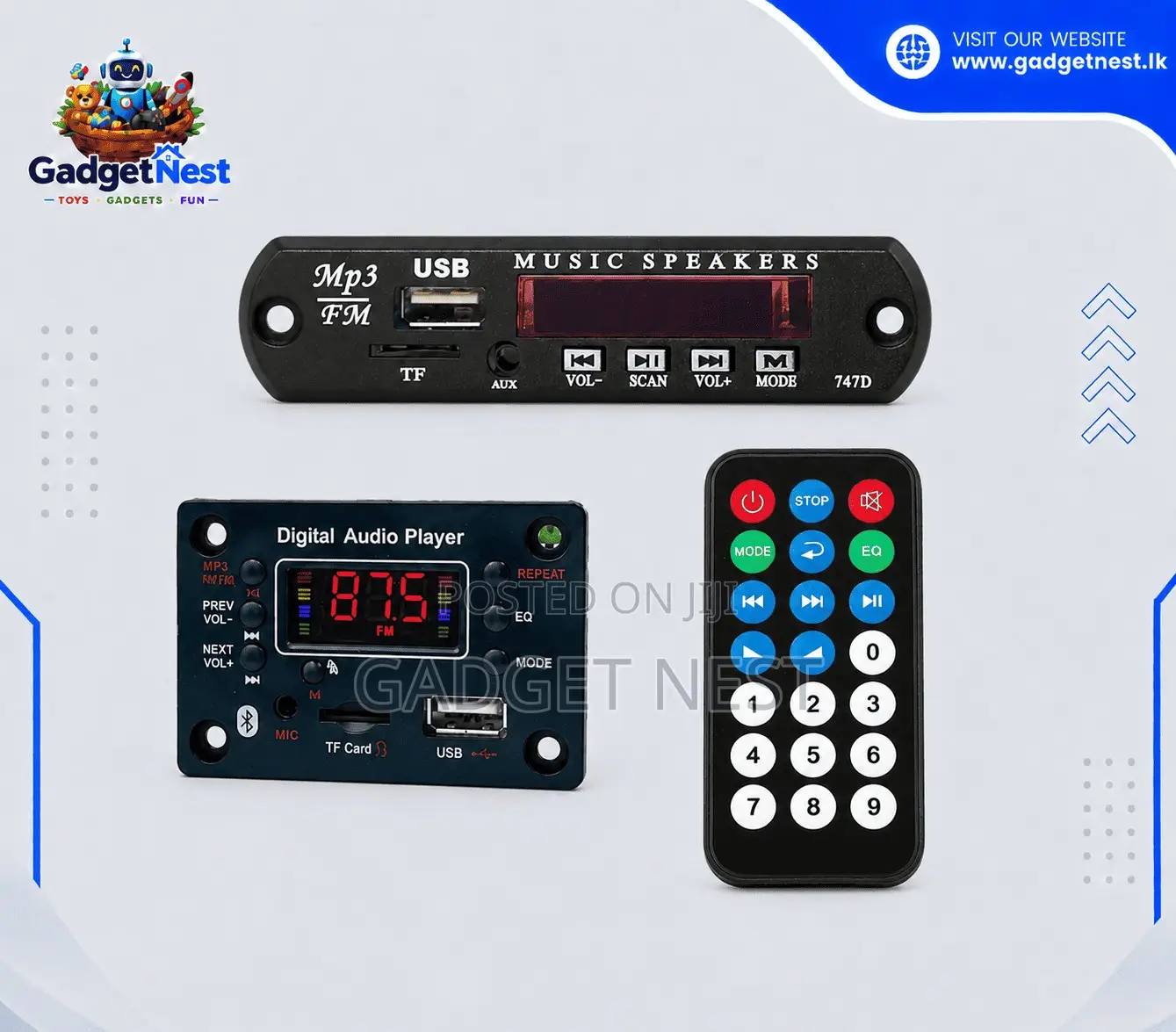 Bluetooth 5.0 USB MP3 Decoder Board With FM Radio, AUX, TF Card