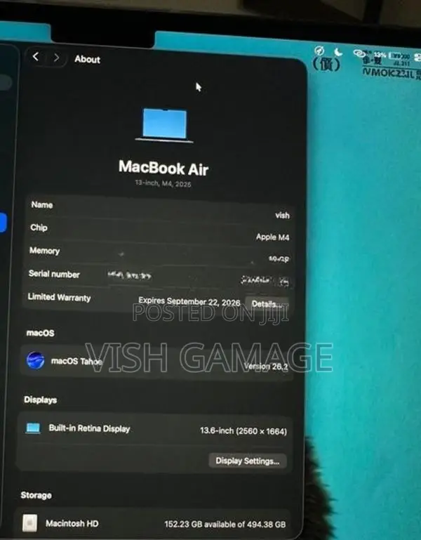 MacBook M4 Air 13 Inch 512GB