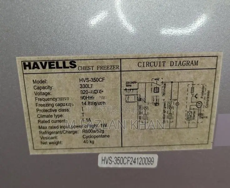 Havells Chest Deep Freezer 350L