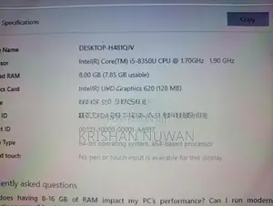 HP I5,8th Generation