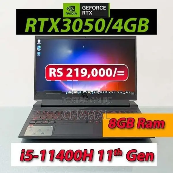 Dell G15 5511 Core i5-11400H 11th Gen|RTX 3050/4GB|8GB Ram|512GB NVMe