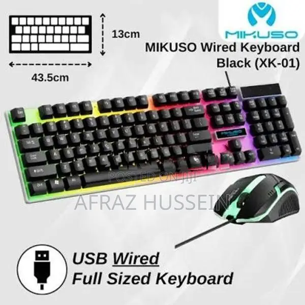 RGB Gaming Keyboard With Mouse Combo Mikuso XKM-01