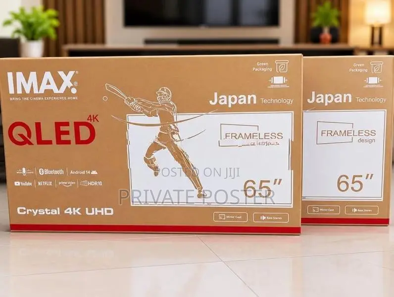 IMAX 65 inch Smart QLED 4K UHD HDR Android 14 Frameless LED TV