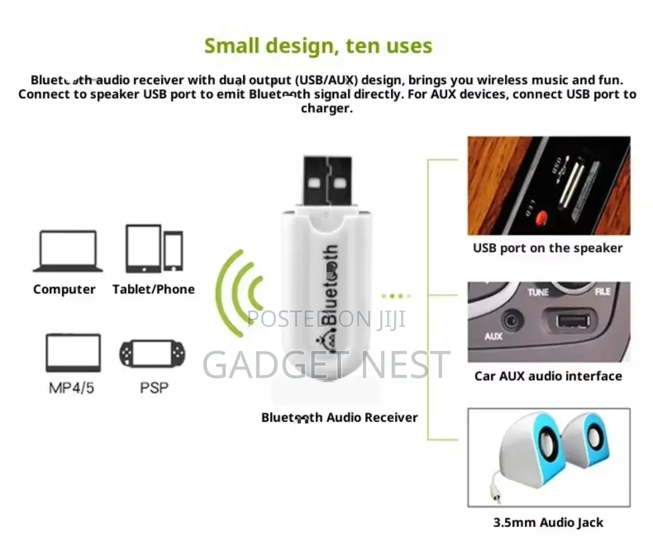Bluetooth Audio - USB With AUX Dual Music Receiver Dongle
