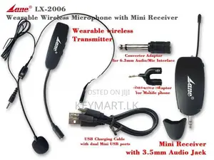 LANE Rechargeable UHF Wireless Head-Set Microphone (LX-2006)