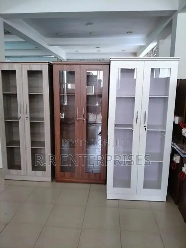 New 2 Door Glass Office Cupboard .