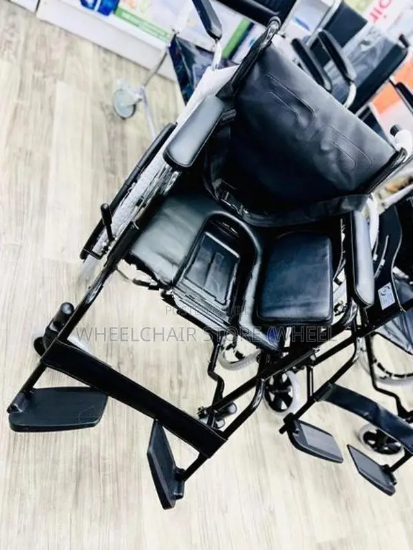 Commode Wheelchair Powder Corted Black Edition Safety Belt Wheel Chair