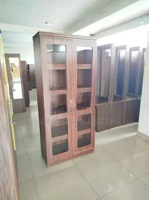 .Melamine 2 Door Office Cupboard With Glass.