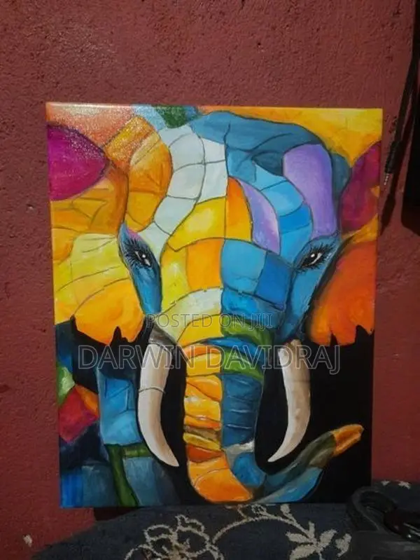 Srilankan Elephant Mosaic Model Handpainted Painting