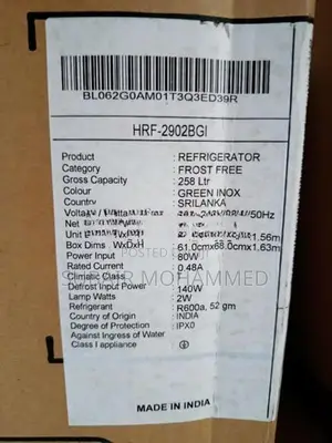 Haier 240L Double Door Non-Inverter Refrigerator (HRF-2902BGI)