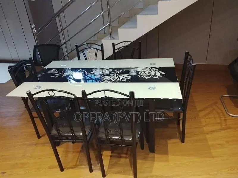 Glass Top Dining Table with 6chairs