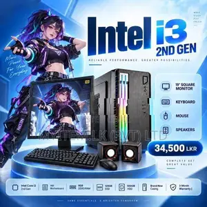 INTEL CORE I3 2ND GEN DDR3 8GB RAM 128GB SSD & 500 HDD FULL SET 19"