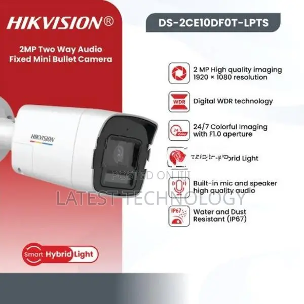 Hikvision DS-2CE10DFOT-Lpts 2MP Colorvu Turbo HD Bullet Camera