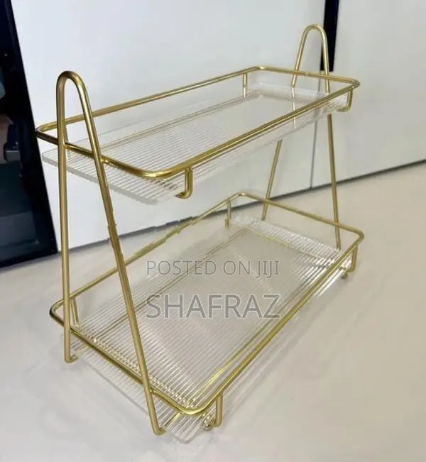 ​Nordic Elegance 2-Tier Acrylic and Gold Storage Rack