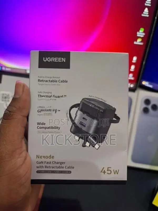 Ugreen Gan Fast Charger With Retractable Cable
