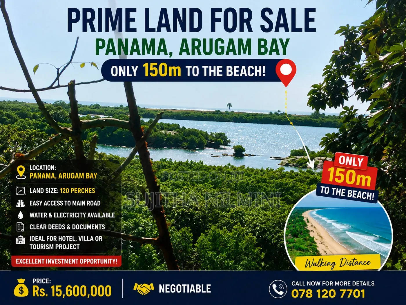 Urgent Sale - 120 Perches Land in Panama, Arugam Bay