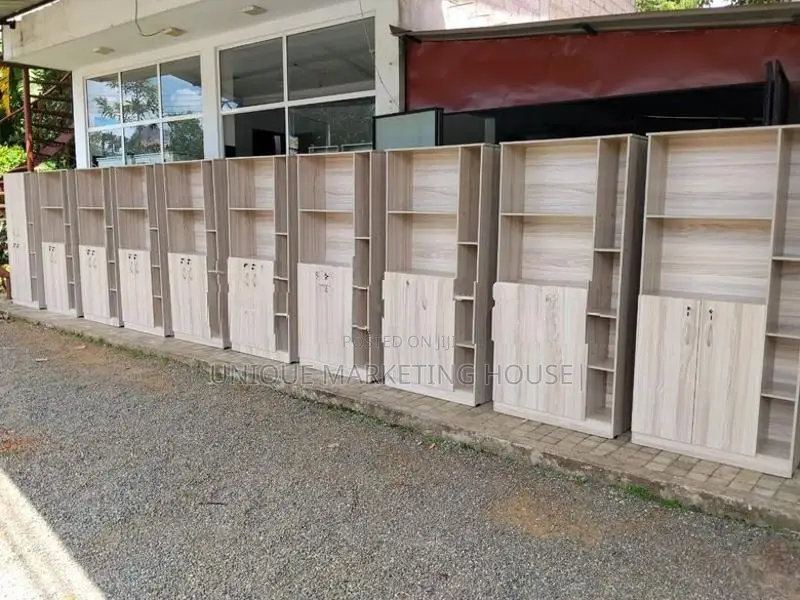 MODERN AMERICAN WHITE 5FT S/RK BOOK CUPBOARDS