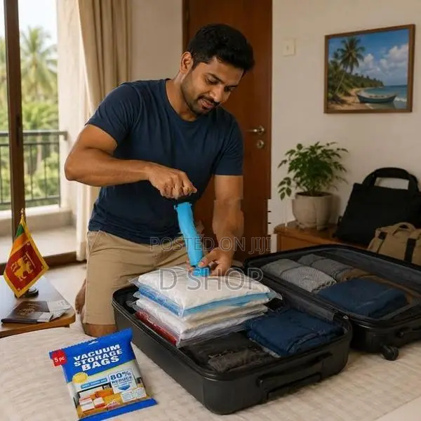 Vacuum Storage - 5pcs Bags & Pump Luggage Organizer Packs