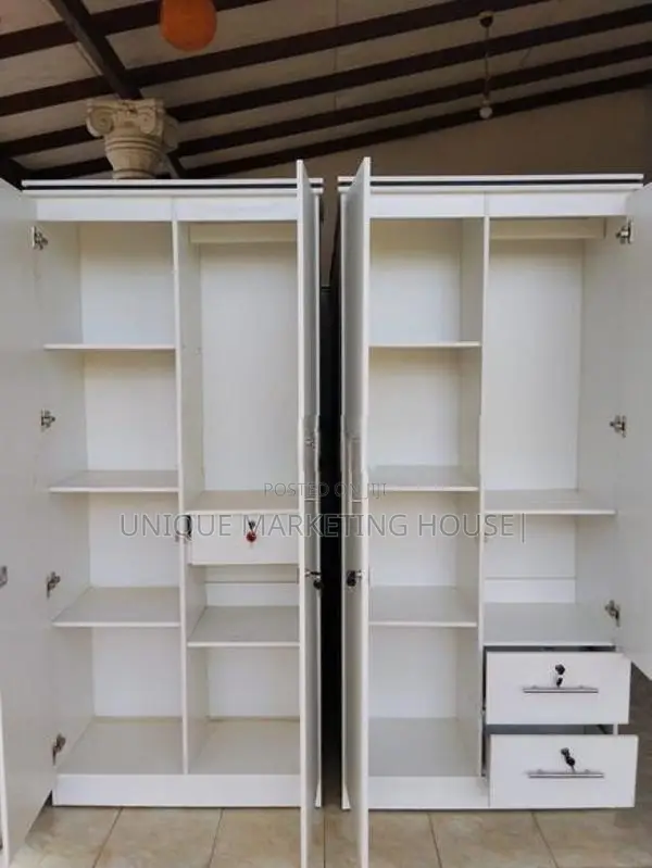 MODERN FULLY WHITE 2D SIDE HANGING WARDROBES