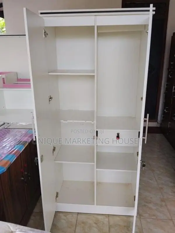 MODERN FULLY WHITE 2D SIDE HANGING WARDROBES