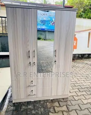 New 3D Ash White Melamine Wardrobes with Mirror .