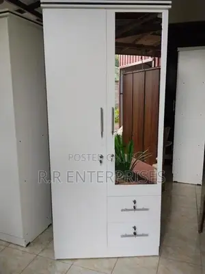 New 2 Door white Melamine Wardrobes with Mirror .