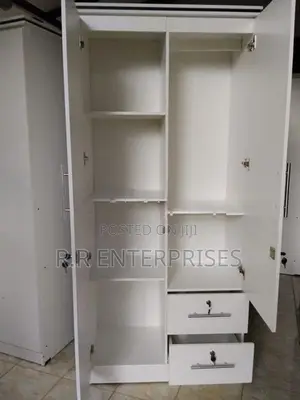 New 2 Door white Melamine Wardrobes with Mirror .