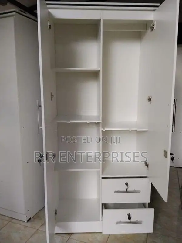 New 2 Door white Melamine Wardrobes with Mirror .