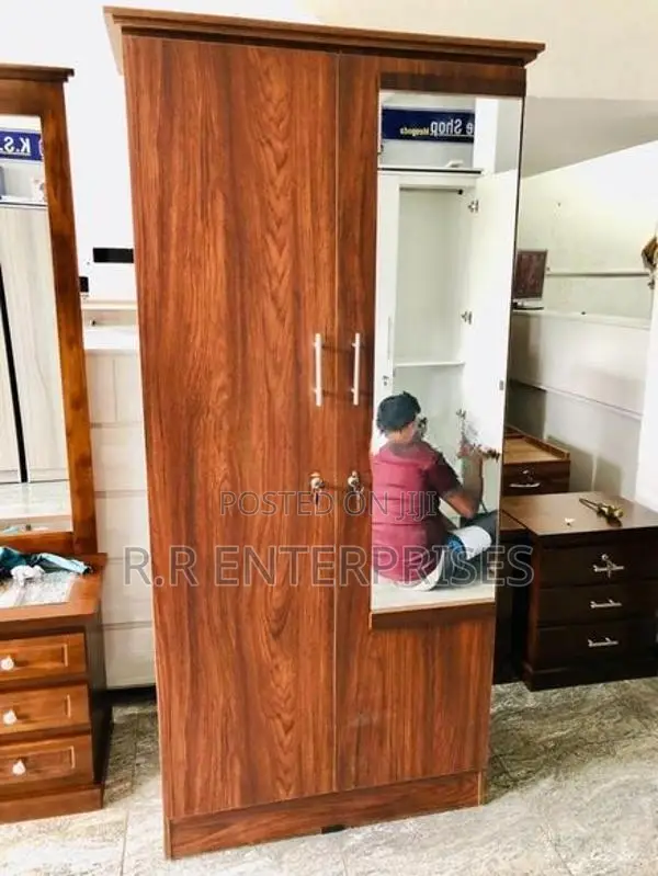 2 Door Melamine Wardrobes with Mirror .