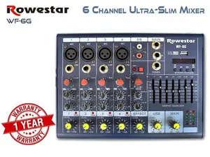 Sound / Audio mixer 6 Channel Rowestar Ultra-Slim Mixer-WF6G